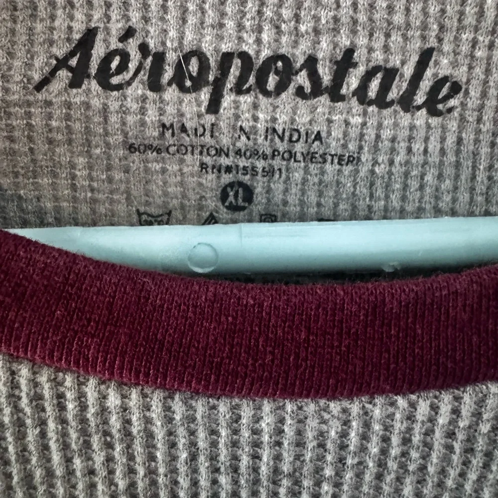 Aeropostale Burgundy and Gray Long Sleeve Tee - Picture 2 of 2